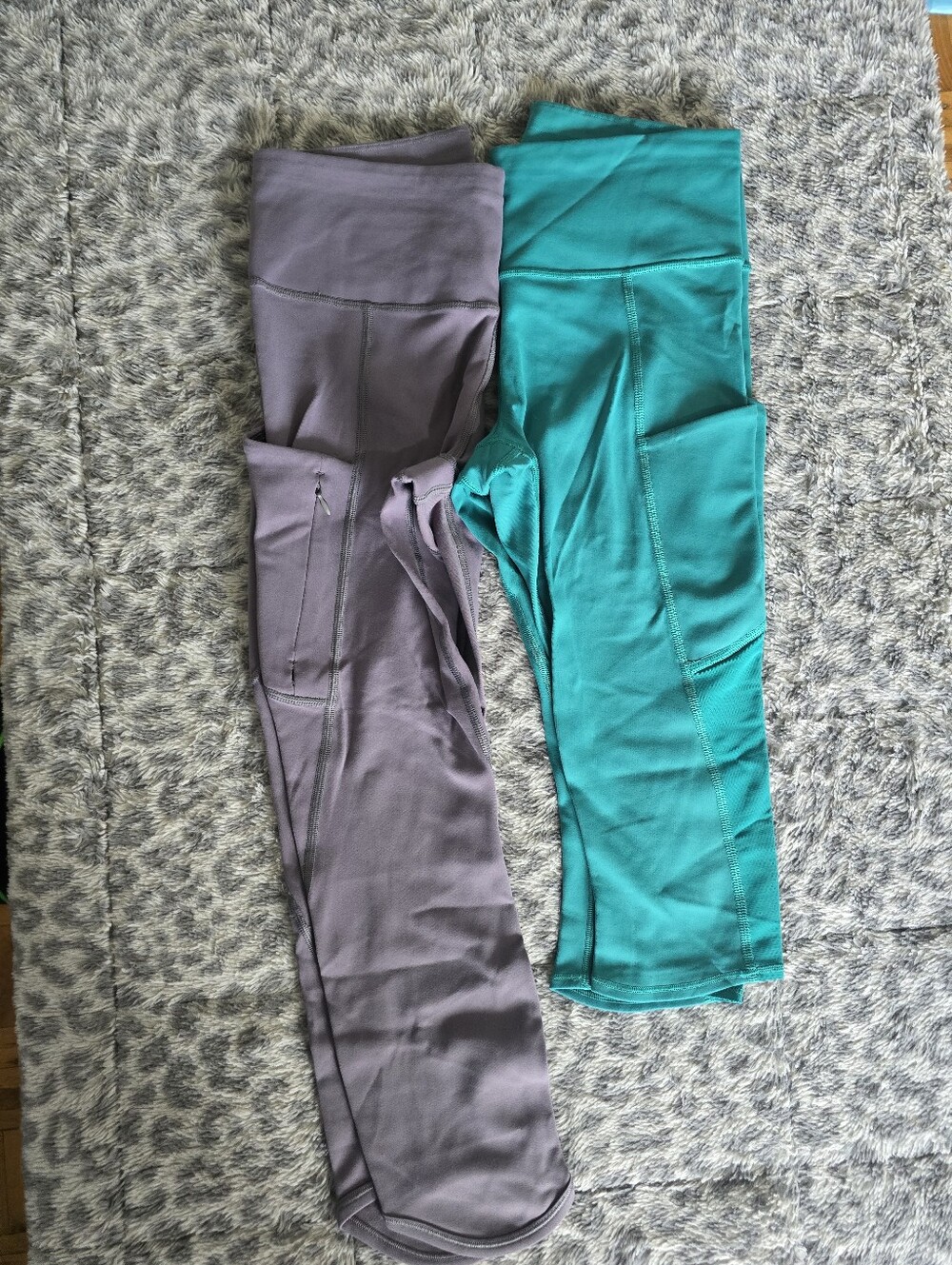 Athleta  Capri Leggings - Teal and Gray